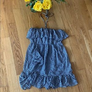 Jcrew Gingham Ruffle Dress in Cotton